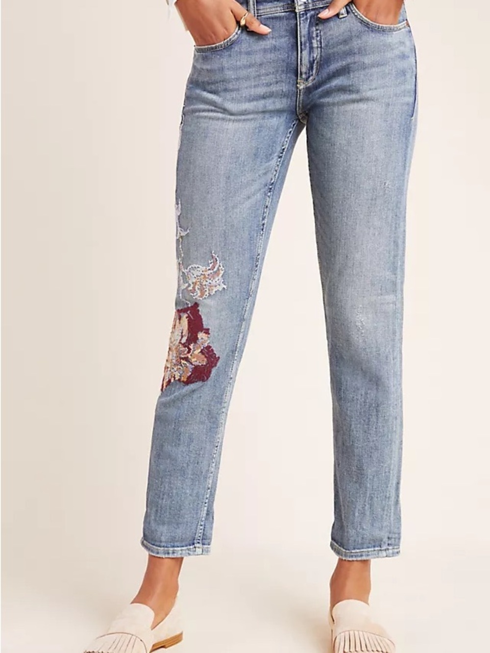 Anthropologie Pilcro Mid-rise Slim Embroidered Boyfriend Jeans (28) - Picture 2 of 8